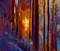 - Sunsetflames at brunsberg 24 x 18 cm gouache Sara Heinrich