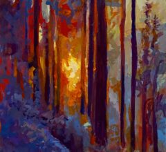 Sunsetflames at brunsberg 24 x 18 cm gouache Sara Heinrich